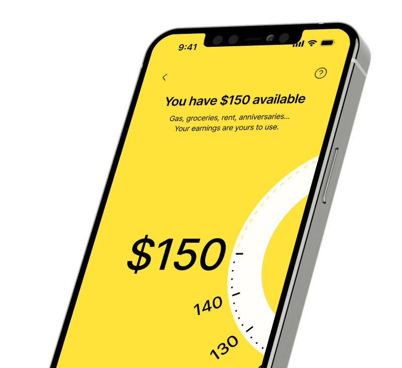 EarnIn app showing $150 available