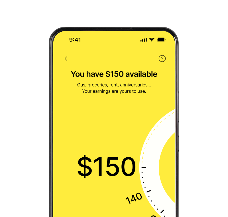 Phone mockup showing EarnIn app